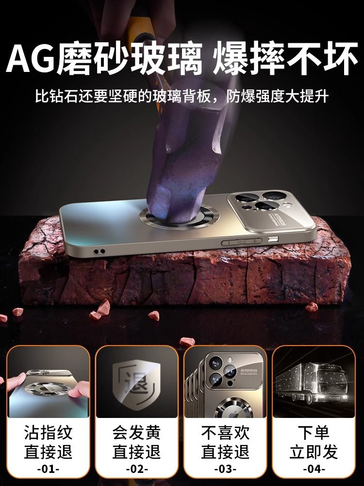 [Change 1717] Desman in Seconds Is Suitable for Apple 16Pro Mobile Phone Case, New Frosted Large Window iPhone 15 Pro Max Shell Lens All-Inclusive Anti-Fall 16Pm Protective Cover 2025 Men and Women