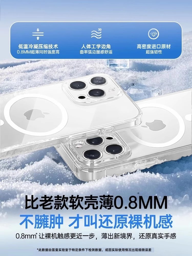 [Ice-Cooling] Diman Magnetic Phone Case for Apple 16 Pro Max, iPhone 15 Pro New Transparent Magsafe Protective Case, 17P Full Lens Coverage, Anti-Drop, High-End Feel for Men