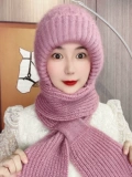 Демисезонная удерживающая тепло шапка, шерстяной утепленный плетеный шарф с капюшоном
