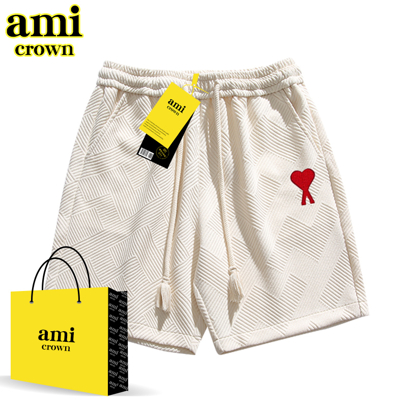 Ami Crown Summer 2025 New Men's Trendy American Style Five-Point Shorts Couple's Thin Sports Shorts for Outdoor Wear