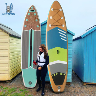 Professional paddleboard adult SUP double-layer inflatable surfboard water wood grain standing paddling pulp board sea water skiing board