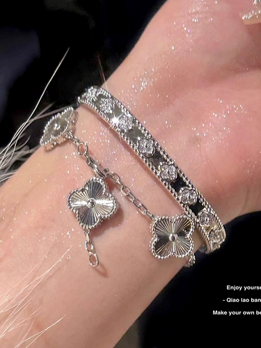 Браслет-калейдоскоп Victoria VH Jessie с четырехлистным клевером ручной работы, лазерным серебром и бриллиантами, простой, высококачественный и легкий, роскошный