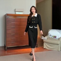 Small fragrant style suit houndstooth coat womens high waist skirt dress early autumn suit with skirt two-piece set