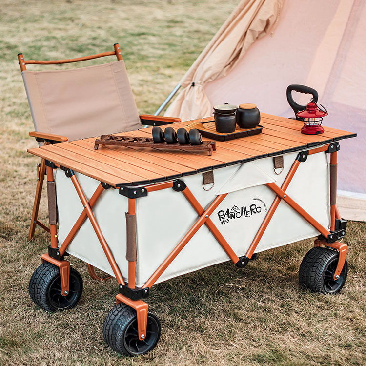 Outdoor Campaign Trailer folds campground cart tableboard picnic car cross-country push-pull rod car