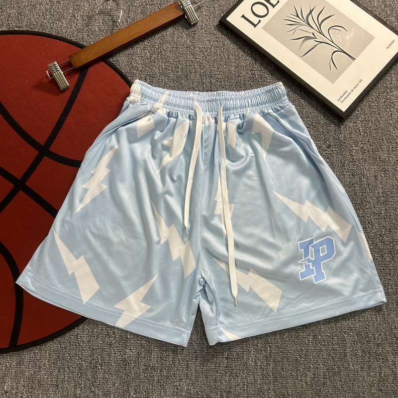 American Basketball Lightning Shorts, Trendy Four-Quarter Length, Quick-Drying, Loose-Fitting, Running Training Mesh Breathable Sports Summer Shorts