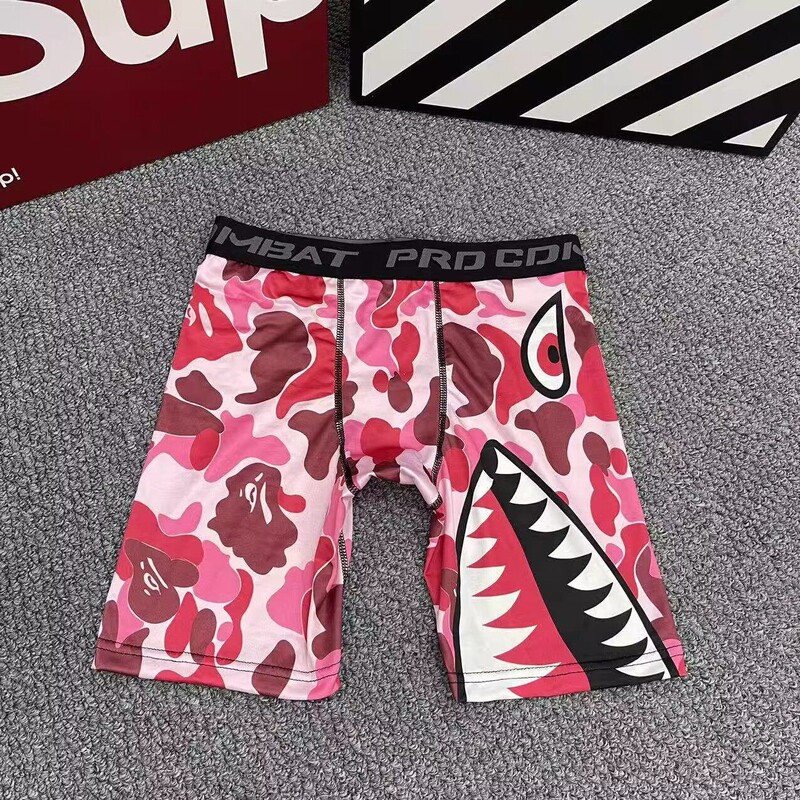 American-Style Camouflage Shark Print Quick-Drying Breathable Fitness Training Tight-Fitting Five-Point Shorts Basketball Running Sports Compression Pants