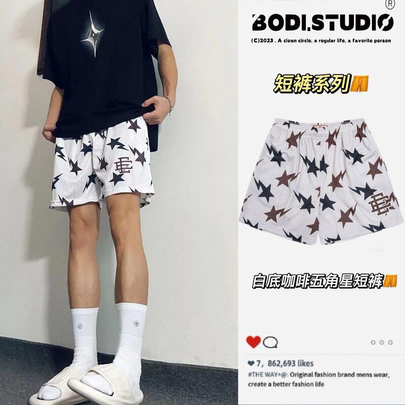 American-Style Basketball Star Shorts, Fake Two-Piece Pants, Knee-Length Shorts, High Street Fitness Casual Breathable Summer Wear