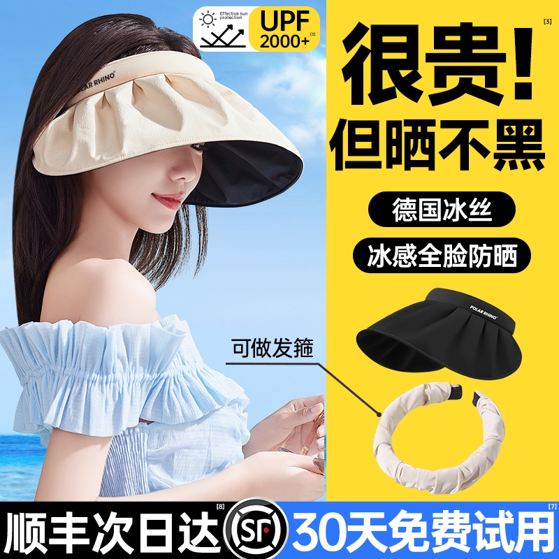 [ドイツ製アイスシルク] 女性用サンハット 日焼け防止 UVカット 大きなつばの黒いプラスチック製 空のトップ 夏