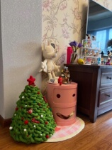 Hand-knitted Christmas tree finished thick wool diy material package crocheted Christmas atmosphere decorative ornaments