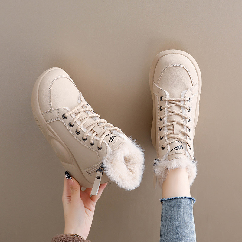 soft sole Genuine Leather White High-Top Women's Shoes 2025 Spring and Autumn New Soft-Soled Fashionable Versatile Casual Short Boots