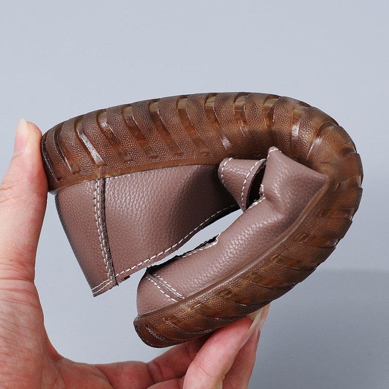 Special Offer: Genuine Leather Flat Shoes for Middle-Aged and Elderly Women, Summer Pure Leather Soft-Soled Loafers, Comfortable and Breathable Perforated Sandals for Women