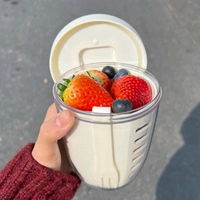 [Портативный] Жемчужно-белый + белая вилка, 600 мл