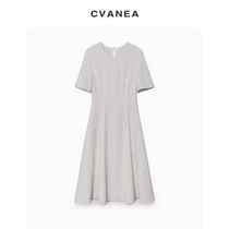 CVANEA VAN HOMEMADE 2022 SUMMER NEW PRODUCT HEAVY POUND ACETATE STEREOEXPLICITLY SLIM ROUND COLLAR SHORT SLEEVE A HEM CLOT DRESS