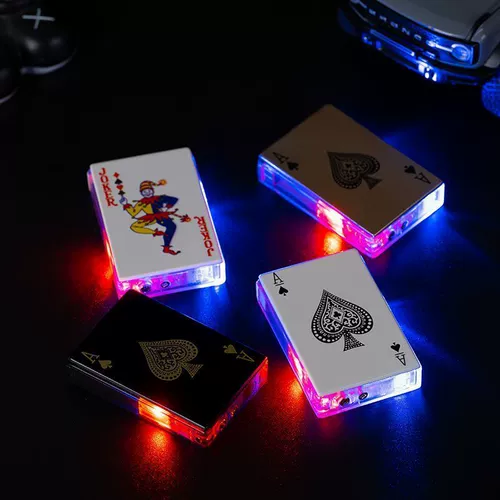 Защитная ветрозащитная неоновая зажигалка, мигающие высококачественные игральные карты для друга