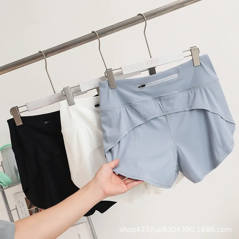 Lulu Style Women's Casual Sports Shorts, Summer Quick-Drying, Breathable, Slimming, Anti-Exposure, High-Waisted Yoga Shorts, Three-Quarter Length Shorts