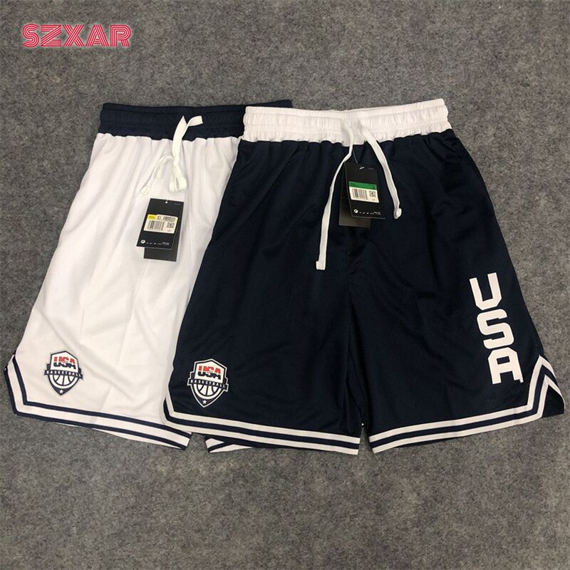Breathable and Quick-Drying Usa Team Basketball Shorts, Durant Style, Loose Training American-Style Five-Point Shorts for Men