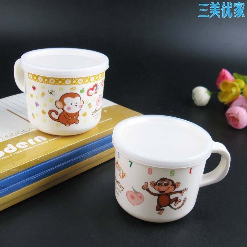 Baby with handle drink water cup plastic kindergarten cup plastic anti - wreck cartoon cover 210