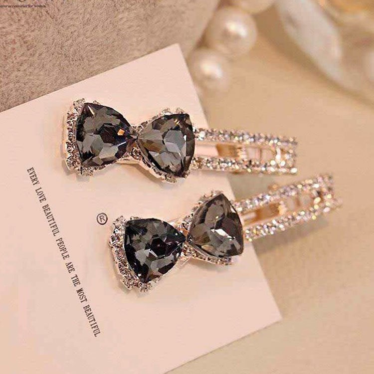 Korean version of the water drilling card butterfly knot duck-billed headdress Ms. Crystal side clip to Liu Hai clip on both sides