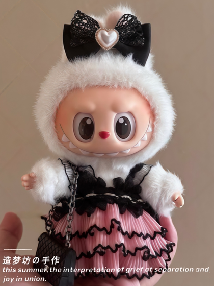 拉布布衣服发箍labubu裙子可口可乐夏天坐坐派对娃衣坐姿婚纱服饰