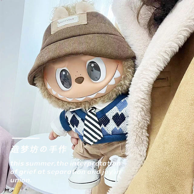 Bubble Mart enamel ເຄື່ອງນຸ່ງເດັກນ້ອຍ plush doll LABUBU Labubu preppy clothes ລະດູຫນາວທົດແທນ 30cm