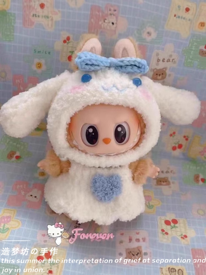 泡泡玛特二代拉布布衣服排队坐坐派对labubu娃衣盲盒针织套装服饰