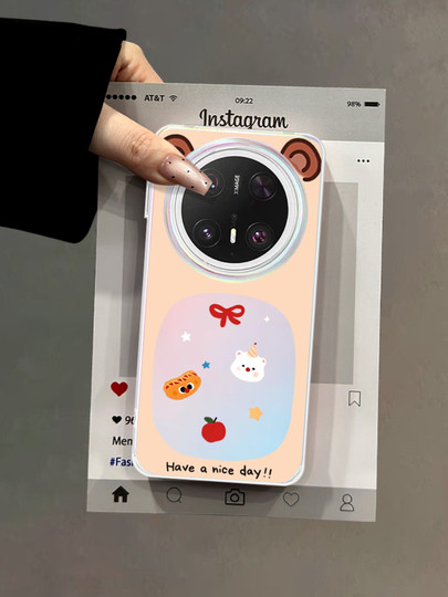 Qx｜Colorful Laser Cute Bear Phone Case for Huawei Mate70 Pro, New Mate70 Magnetic Case, Mate60 for Women, M70 High-End Pura70 Premium Feel Mate70 Pro+