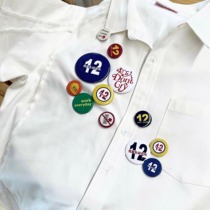 with my 100friends Mickey Badge IS12 Face-Shaking Research Institute Badge