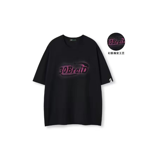 30Braid Zheng Xingyang's American-Style Digital Phantom Direct-Print Gradient Color Lettering Craft Round-Neck Unisex Short-Sleeve T-Shirt 30Braid Zheng Xingyang's American-Style Digital Phantom Direct-Print Gradient Color Lettering Craft Round-Neck Unisex Short-Sleeve T-Shirt