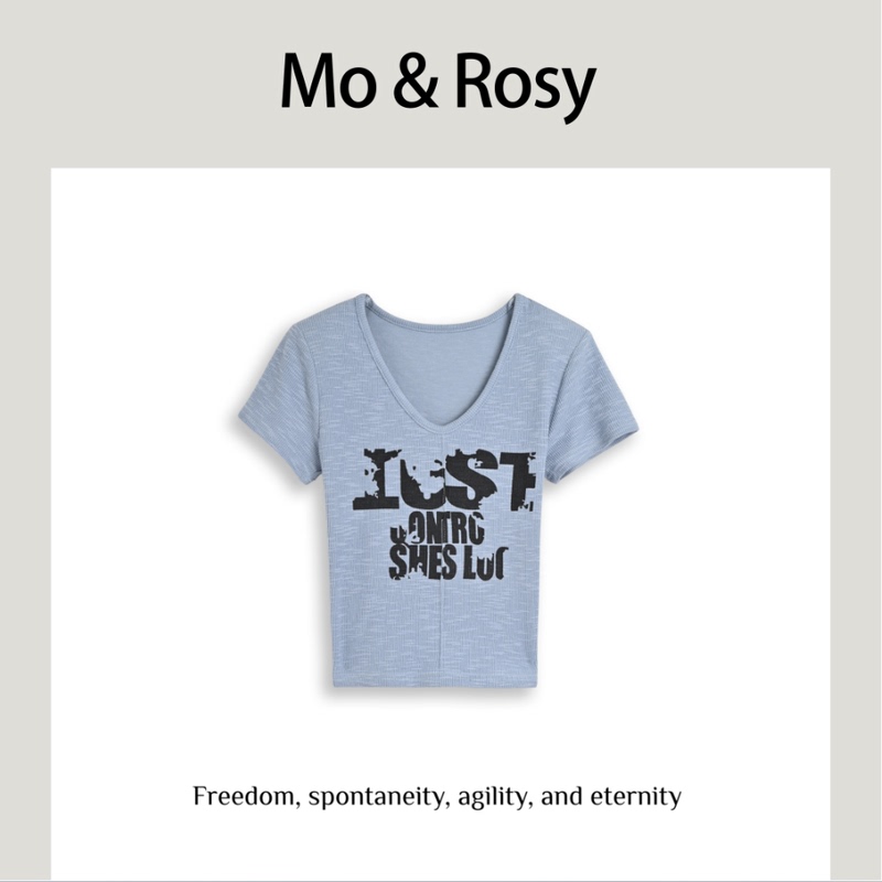 Mo&Rosy【Fantasy Sea Listening to the Wind】Personalized Letter Knit Top Mr327S065