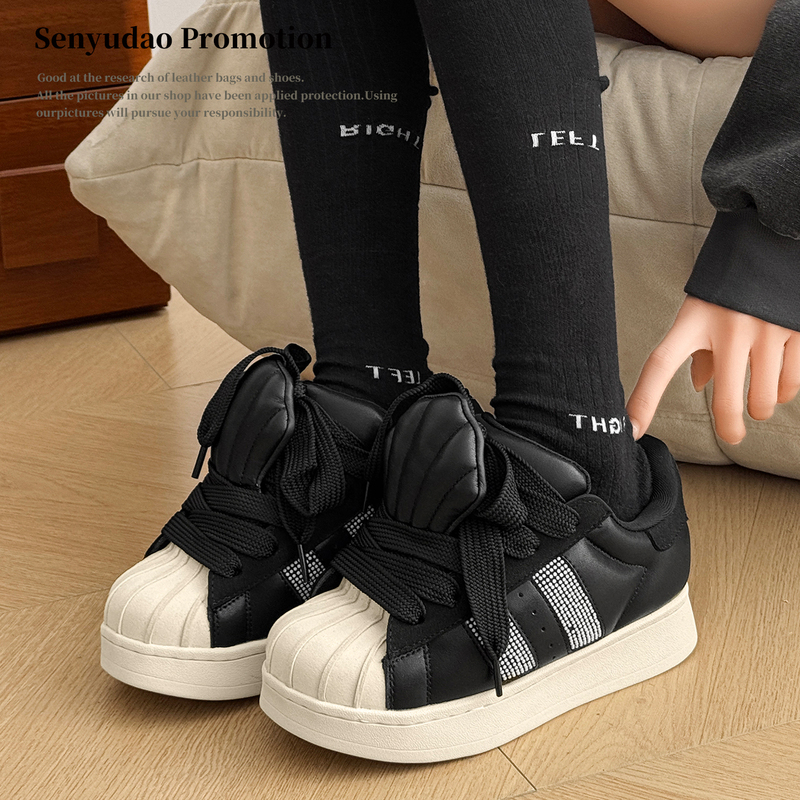 Forest and Island Thick-Soled Shell Toe Sneakers for Women 2026 Spring New Retro Simple Versatile Height-Increasing Casual Shoes