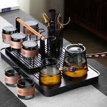 Qirun glass tea set complete set of home kung fu teacup teapot tea tray with filter office tea making
