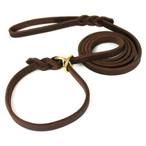 Cowhide leash P chain dog training rope dog training p-type dog walking rope competition grade German shepherd Doberman dog outing artifact