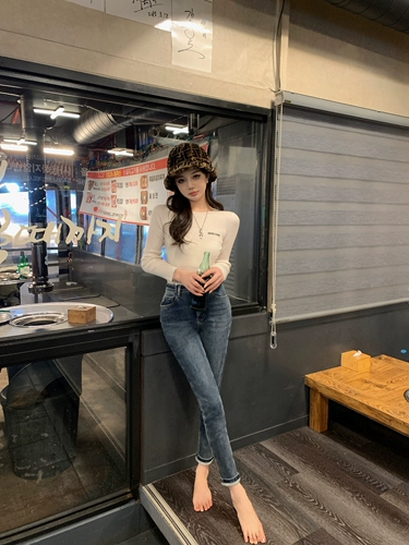 Флисовые осенние джинсы с начесом, в обтяжку