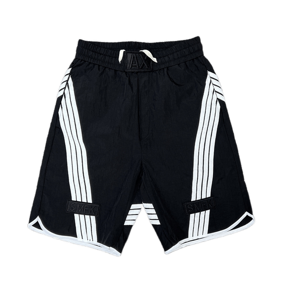 Men's summer thin quick-drying striped splicing shorts Internet celebrity loose straight-leg thigh casual sports beach pants

