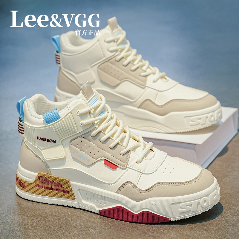 Lee&Vgg High-Top Men's Shoes 2026 New Trendy Versatile Lightweight Sports Casual Thick-Soled Height-Increasing White Sneakers Lee&Vgg High-Top Men's Shoes 2026 New Trendy Versatile Lightweight Sports Casual Thick-Soled Height-Increasing White Sneakers