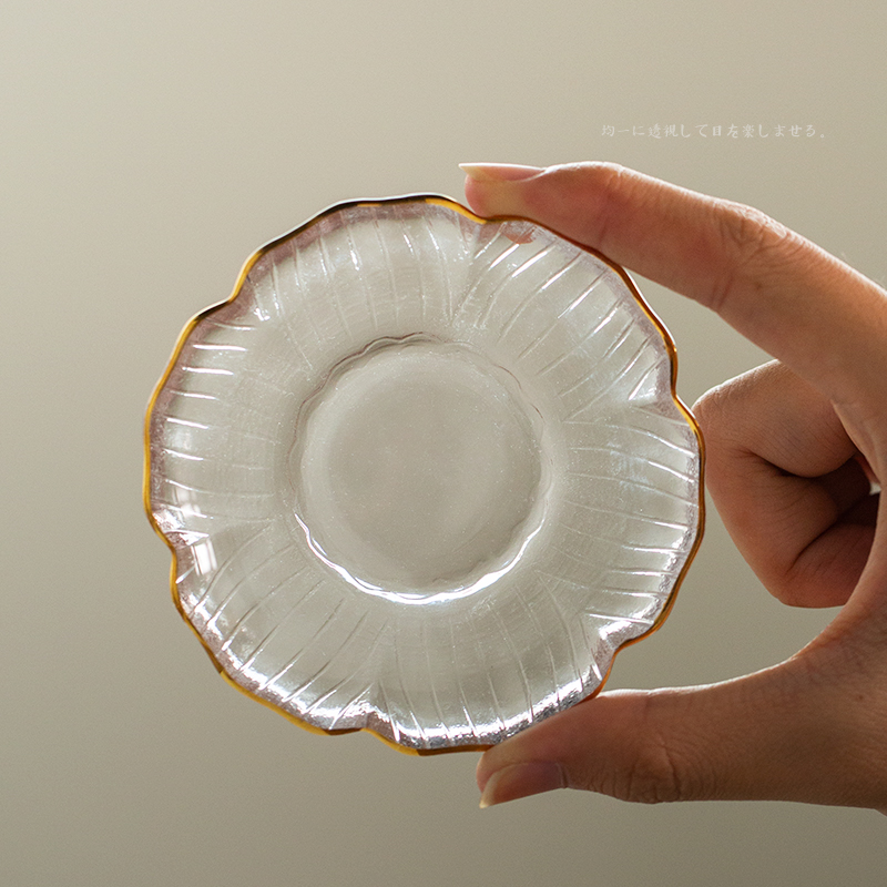 Japanese heat - resistant glass saucer transparent insulation MATS hammer tea cup mat accessories tea saucer