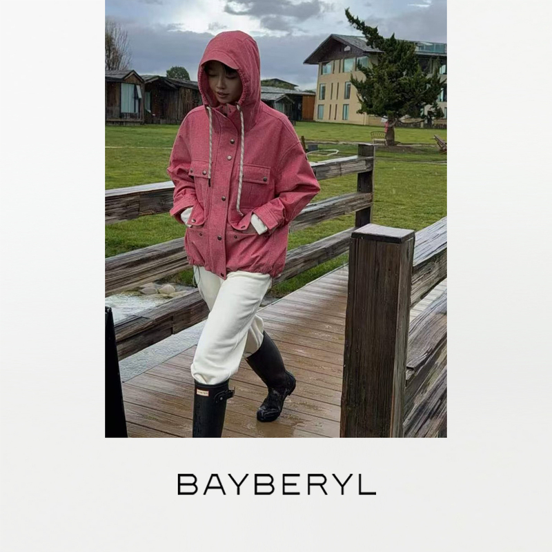 Bayberyl LAOSHU Soft Shell Misty*2 Color Hooded Multi-Pocket Waterproof Jacket