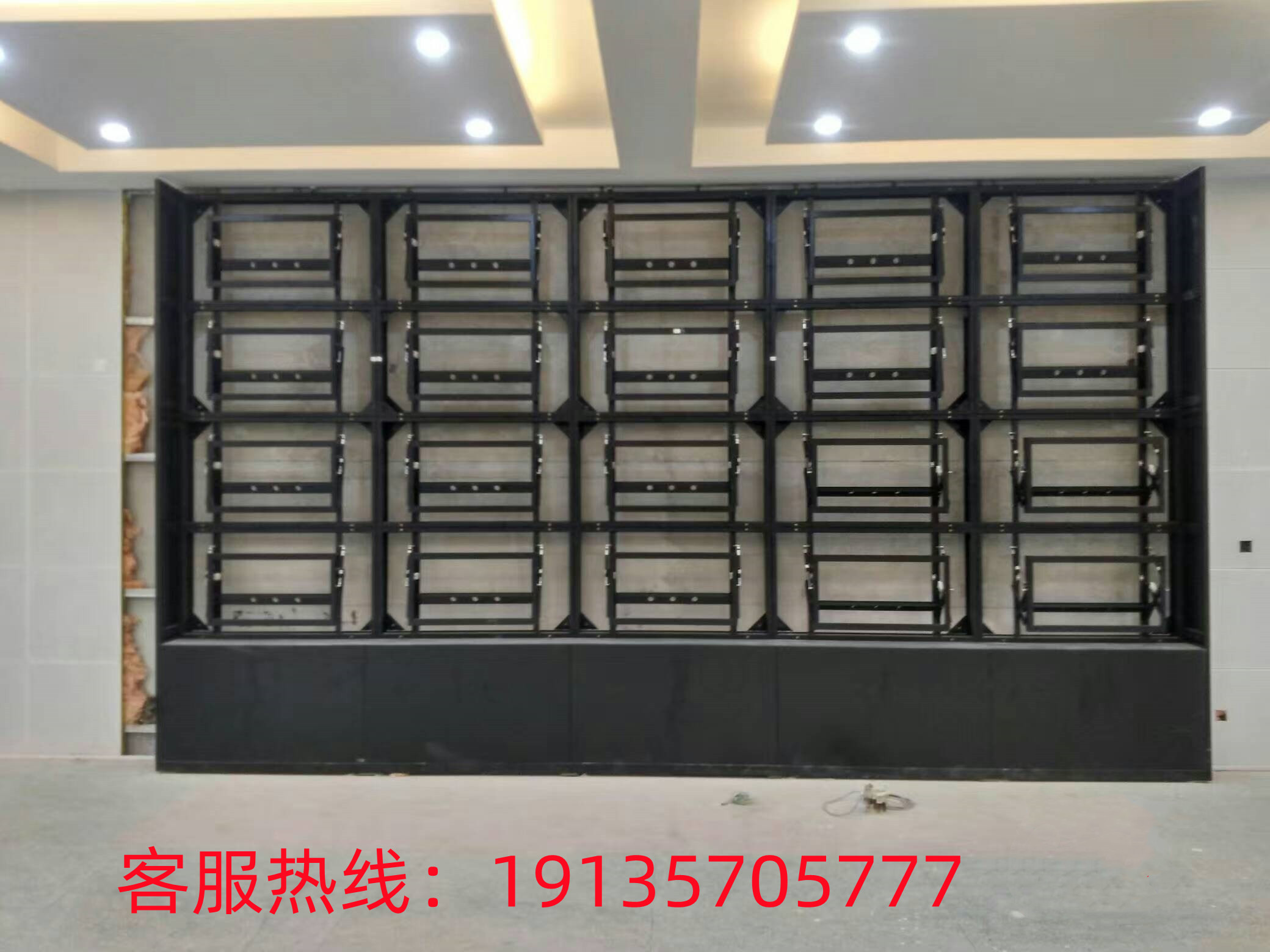 Splicing screen cabinet landing monitorsFrame wall hanging bracket high temperature roasting monitor TV wall cabinet multi-screen display