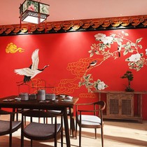 Cité interdite Maison rouge Eatery Wall Wall 3d Chine Vent style chinois Hotel Interpack Bamboo Wood Fiber Integrated Wall Panel Decoration Plaque de cheville