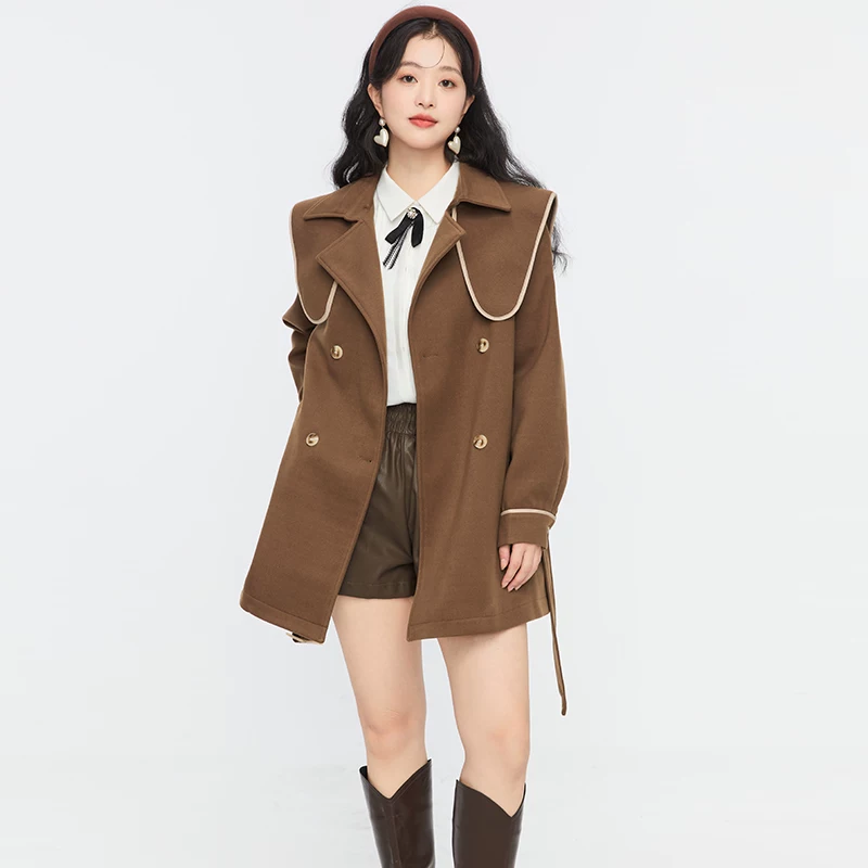 Длинный костюм GW, осеннее шерстяное пальто, куртка, плюс размер, средней длины