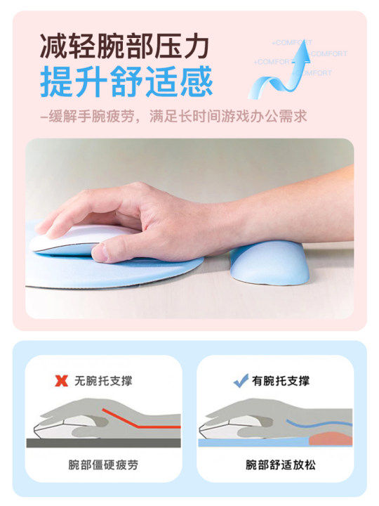 Digio2 Silicone Mouse Pad Wrist Rest Keyboard Hand Rest Anti-Tendonitis Mouse Hand Wrist Pad for Girls Pink