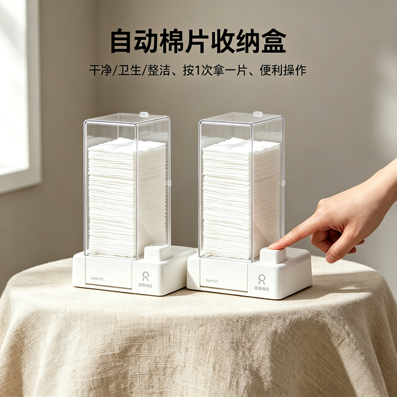 Nail Cotton Pad Storage Box, Automatic Press-Type Nail Polish Remover Wipes, Cleaning Cotton Pads, Makeup Cotton, Dust-Proof, Dedicated for Nail Salons