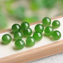 Natural Xinjiang and Tian Biu jade Round Pearl Handchain Men and women Spinach Green Necklace Single Loose Beads Diy Jade Bracelet