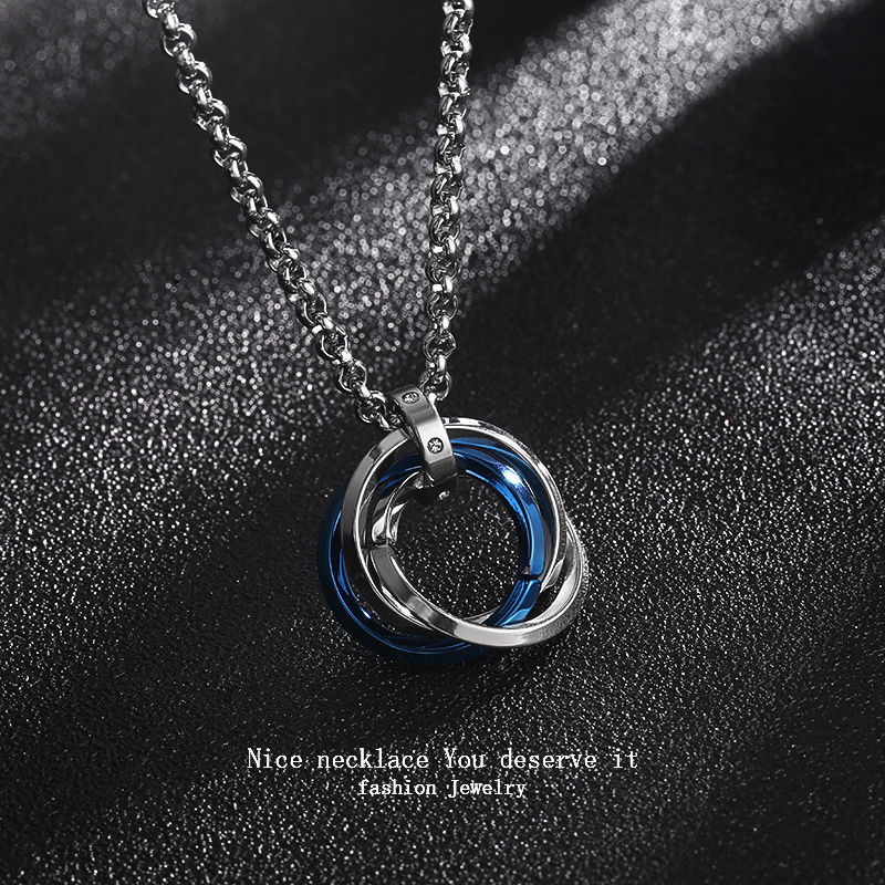 Necklace male hipster men's titanium steel pendant ring dual-use personality simple hip-hop vibrato ins net celebrity pendant