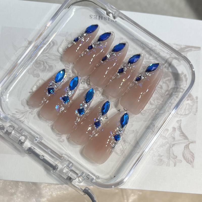Blue Tears Purely Handmade Wearable Nails Bbl Blue Light Tears Manicure Huazi Diamond Blue Tears Purely Handmade Wearable Nails Bbl Blue Light Tears Manicure Huazi Diamond