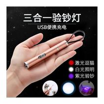 Purple light money detector pen small multi-functional portable rechargeable mini handheld purple light pen flashlight money detector lamp