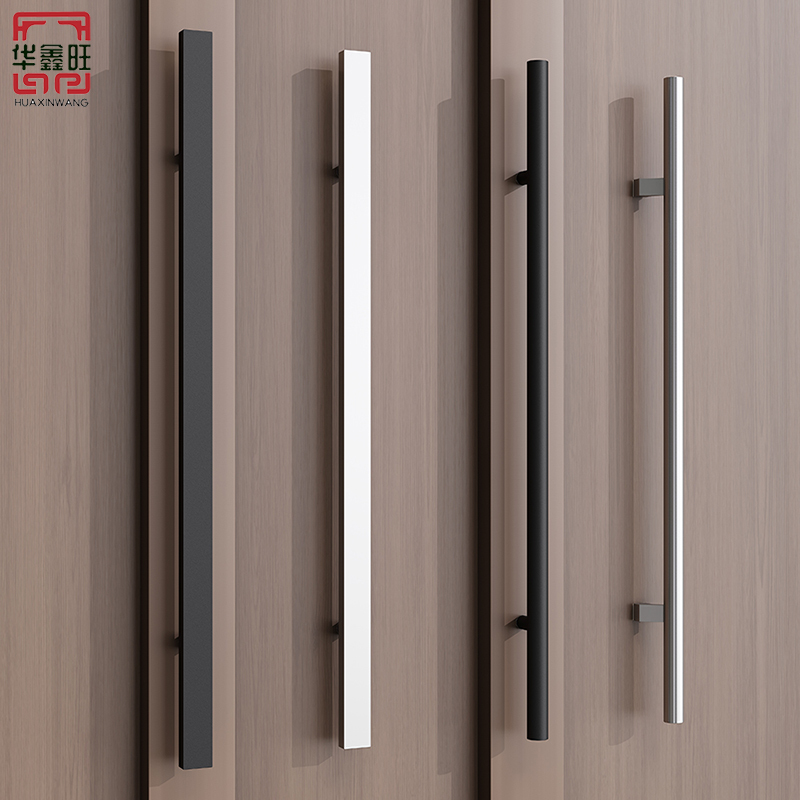 Thickened Stainless Steel Handle Tempered Glass Door Handle for Sliding Office Solid Wood Door Handle Silver Black