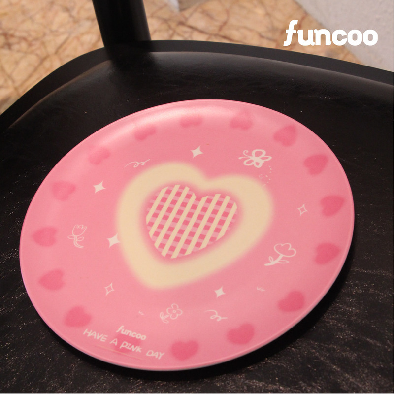 Funcoo Original Design Pink Day Bamboo Fiber Plate Environmentally Friendly Tableware Breakfast Plate Fruit Plate Anti-Fall