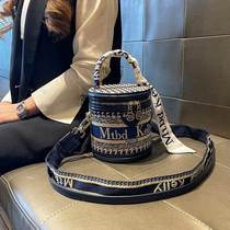 TAO Taiwan Houndstooth Bucket Bag Womens 2024 New Fashion Genuine Leather Handheld Cylinder Bag Shoulder Bag Crossbody Bag Hair