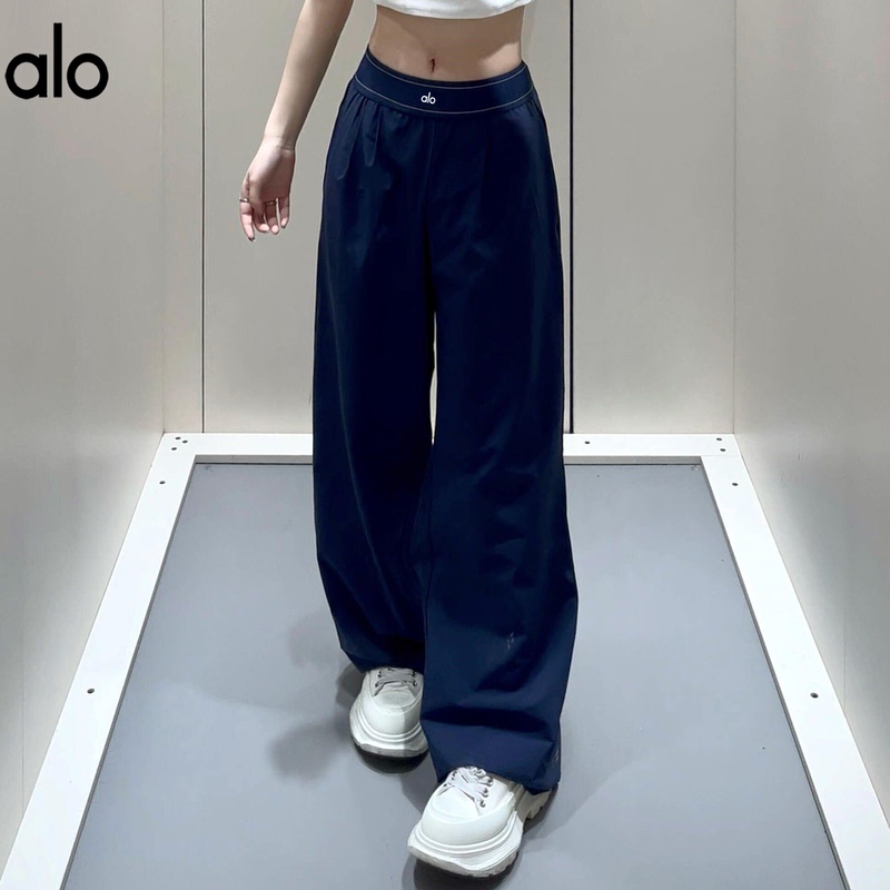 Alo Yoga Genuine Yoga Pants for Women, High-Waisted Woven Wide-Leg Pants, Loose Straight-Leg Casual Long Pants, Thin Sports Pants